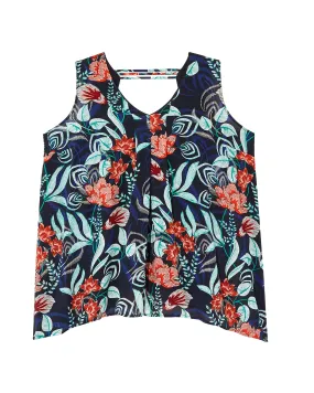 Nancy V-Neck Tank | Navy / Orange