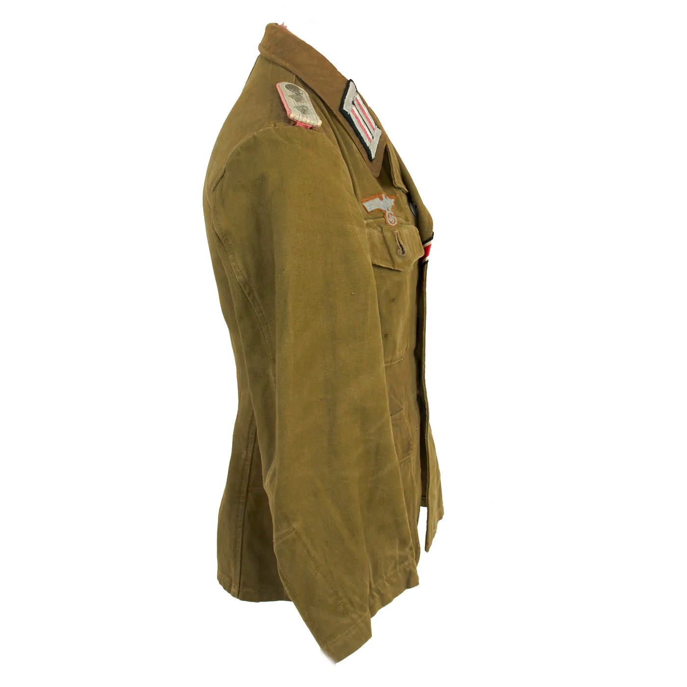 Original German WWII Afrika Korps Panzer Tank Hauptmann's M43 Tropical Tunic with Felt DAK Cuff Title
