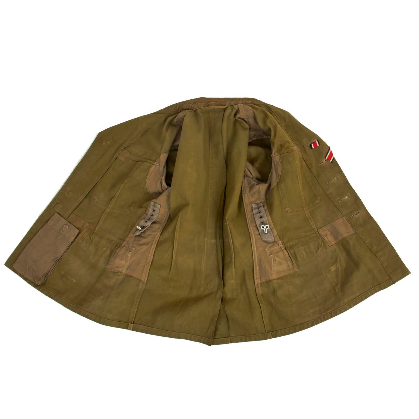 Original German WWII Afrika Korps Panzer Tank Hauptmann's M43 Tropical Tunic with Felt DAK Cuff Title