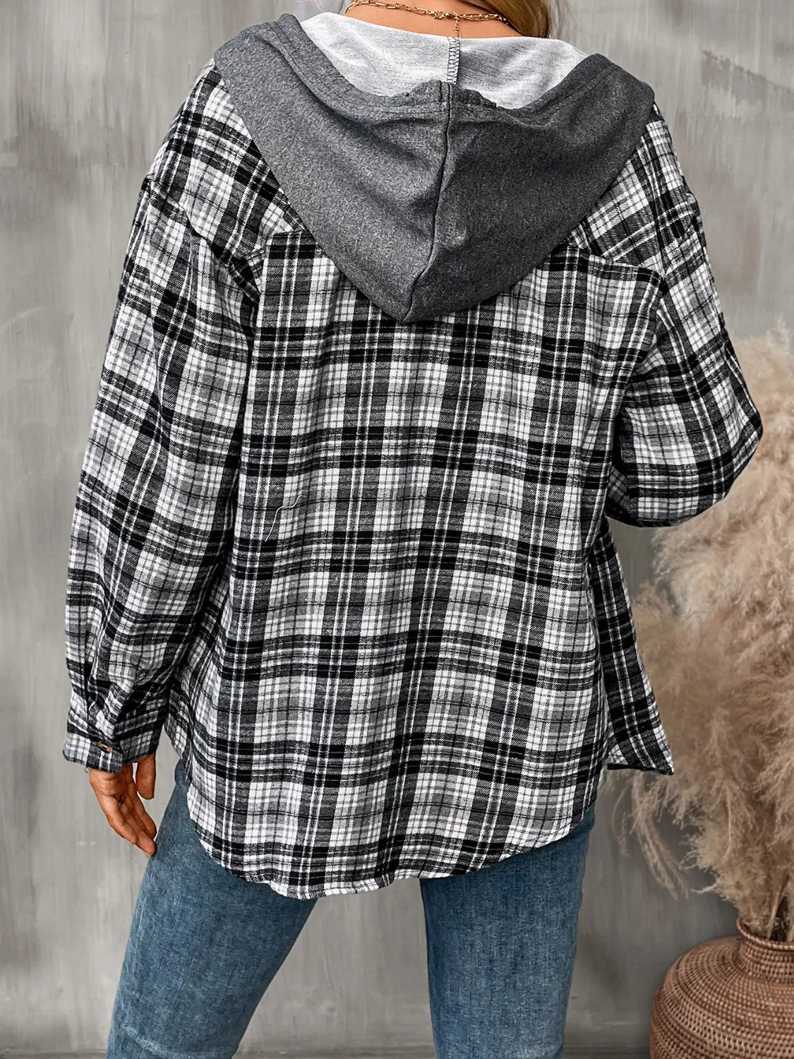 Plaid Long Sleeve Hooded Jacket - 5 Colors