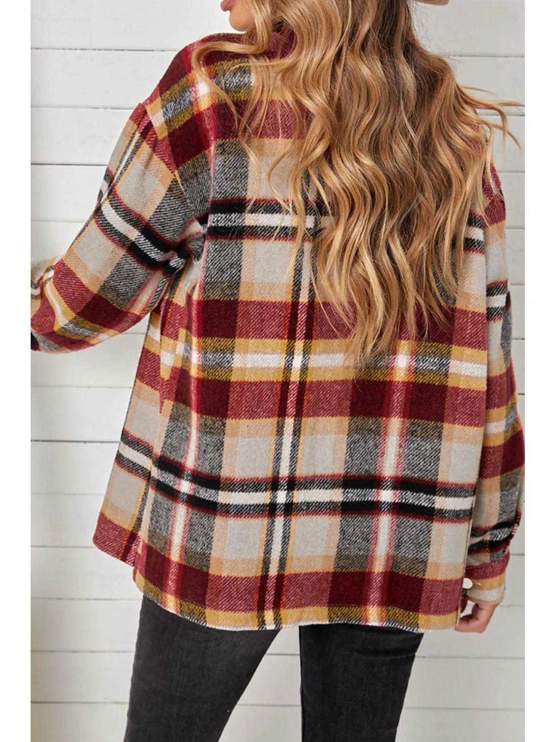 Plaid Pocketed Button Down Shacket
