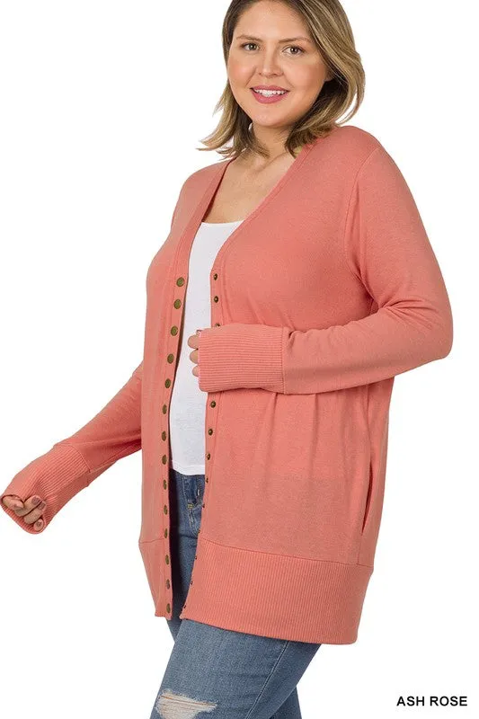 Plus Snap Button Sweater Cardigan