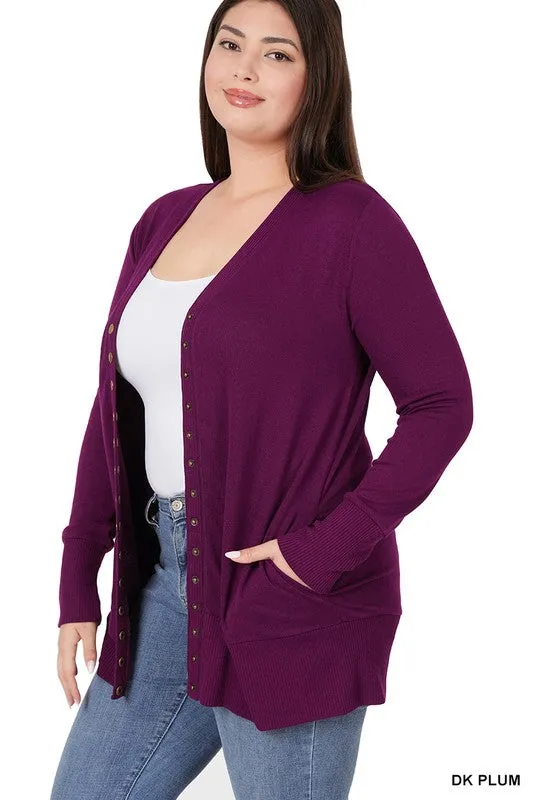Plus Snap Button Sweater Cardigan
