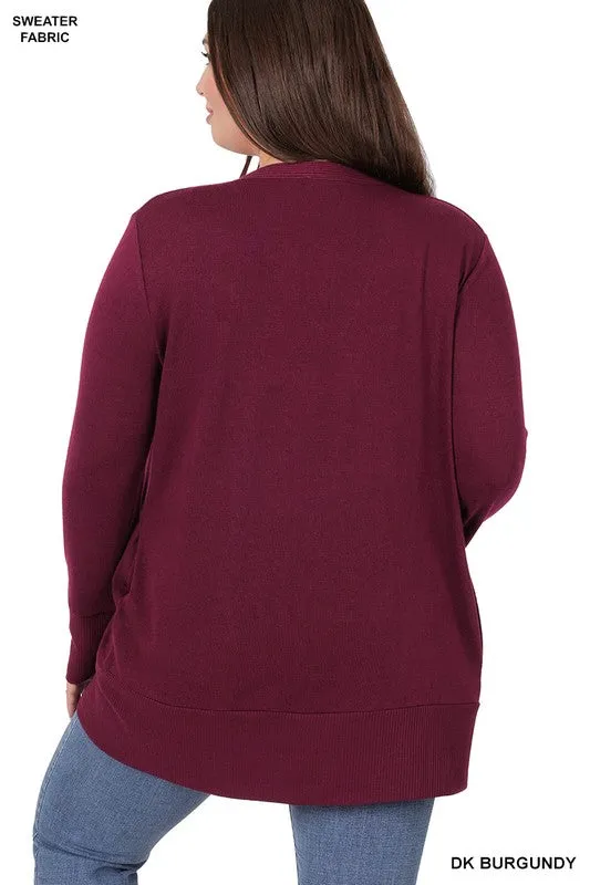 Plus Snap Button Sweater Cardigan