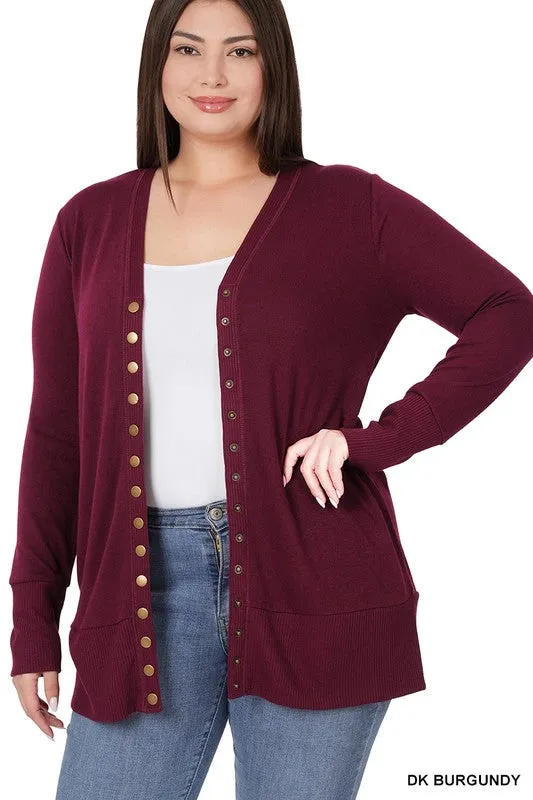 Plus Snap Button Sweater Cardigan