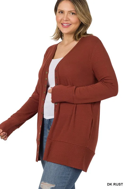 Plus Snap Button Sweater Cardigan