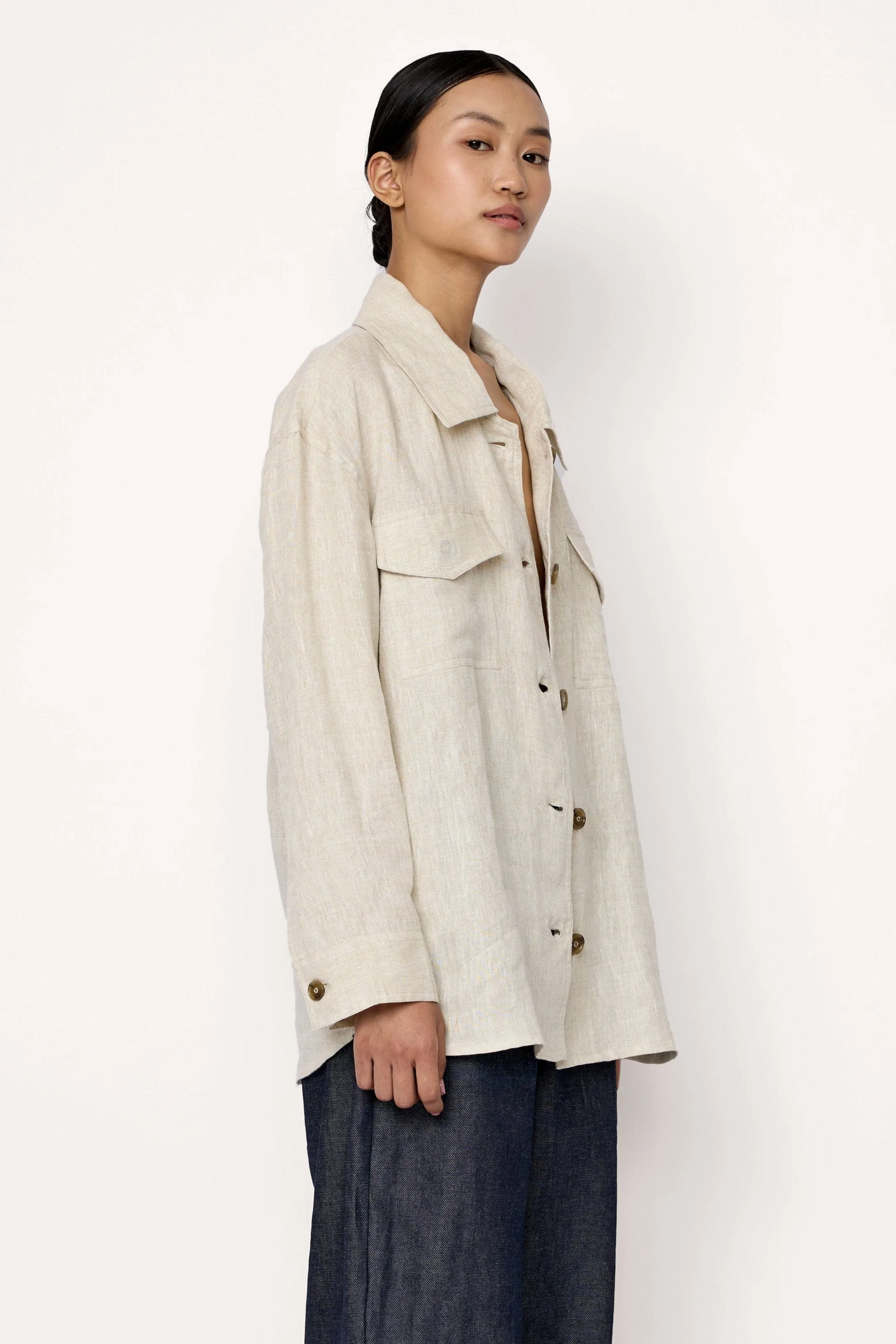 Pocket Shacket - Natural Linen