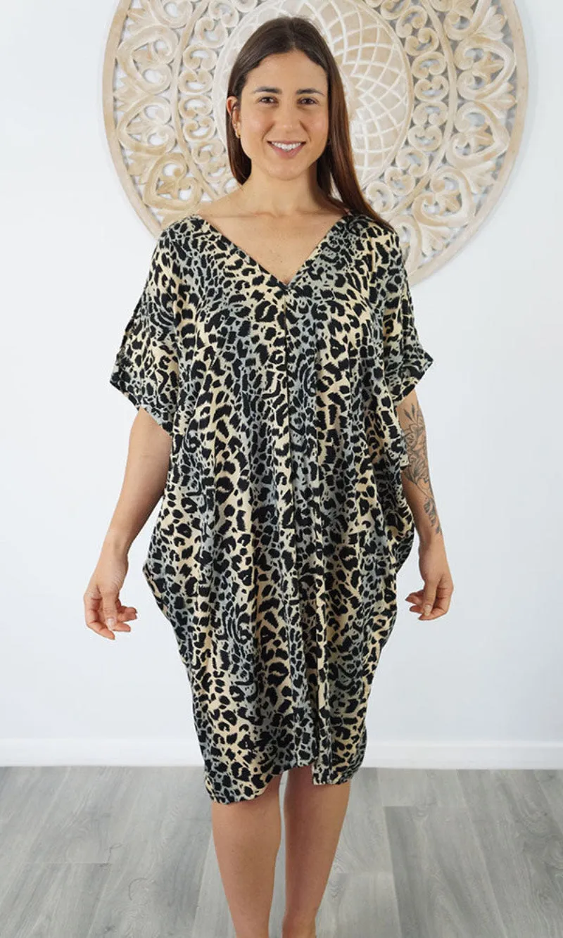 Rayon Dress Drifter Animal Grey