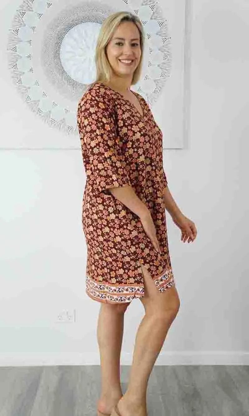 Rayon Tunic 3/4 Sleeve Dahlia, More Colours