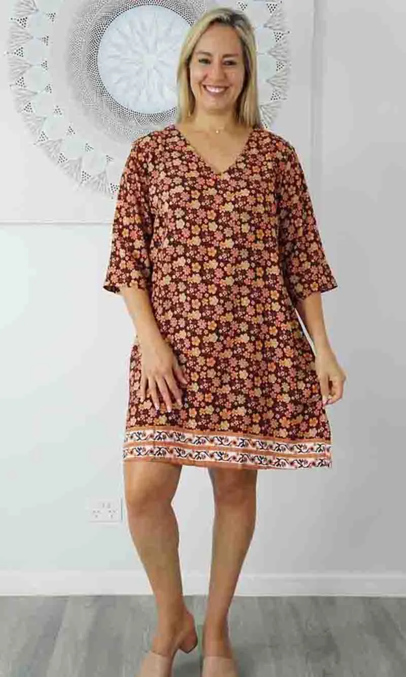 Rayon Tunic 3/4 Sleeve Dahlia, More Colours