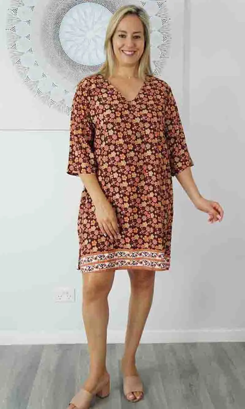 Rayon Tunic 3/4 Sleeve Dahlia, More Colours