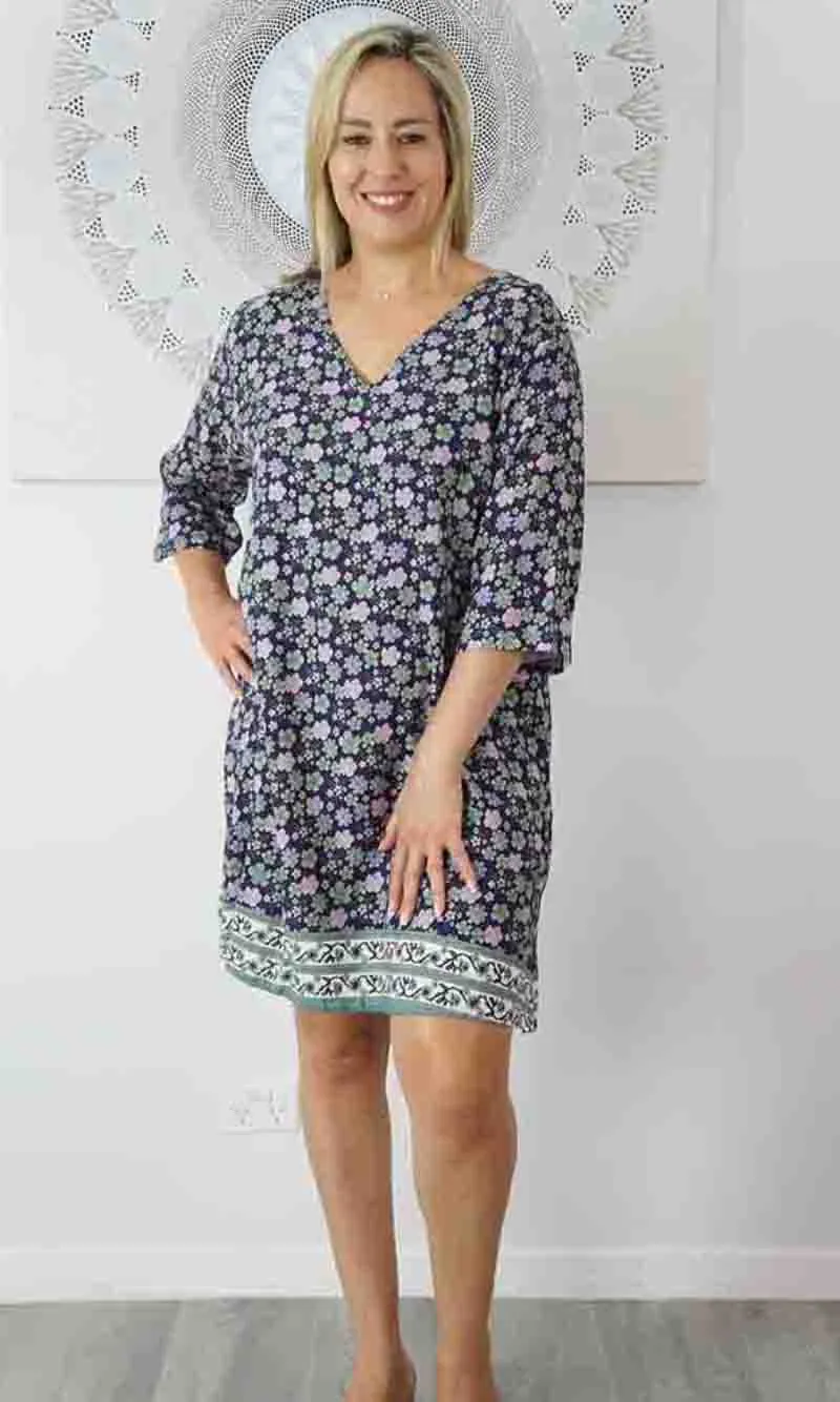 Rayon Tunic 3/4 Sleeve Dahlia, More Colours
