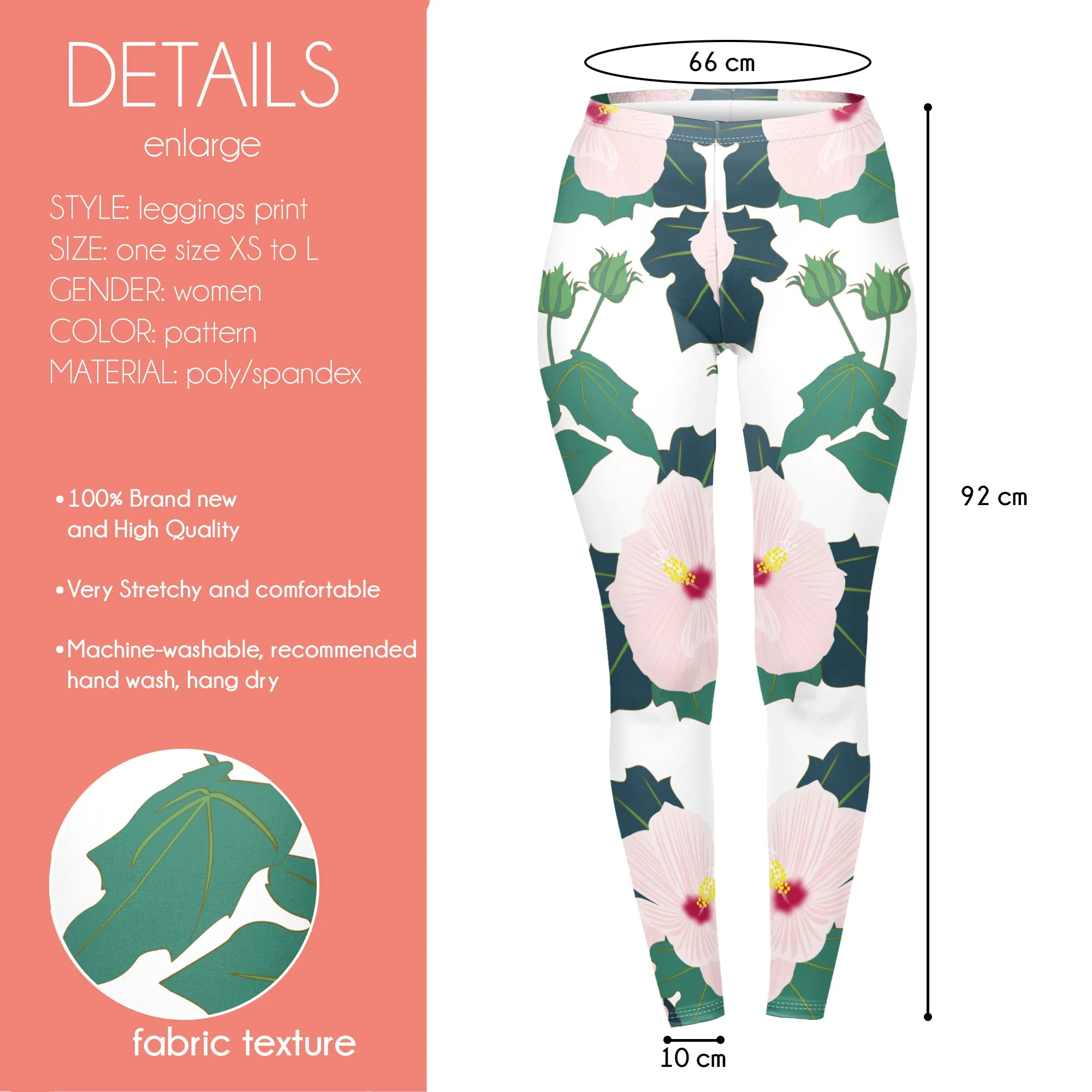 Regular Leggings (8-12 UK Size) - Sweet Hibiscus