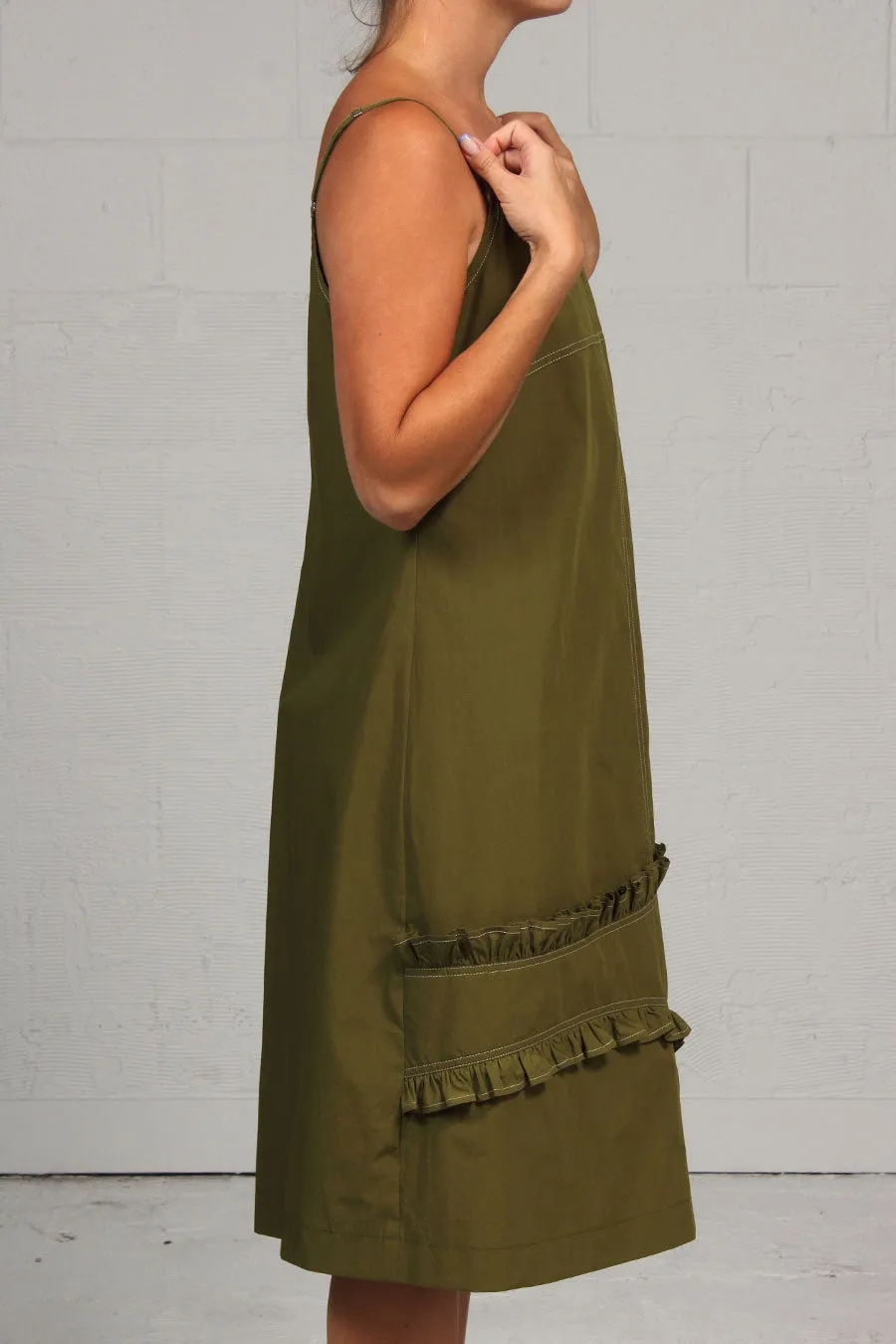 Spring 2023 Solid Cotton Annie Dress - Moss - sml, lrg