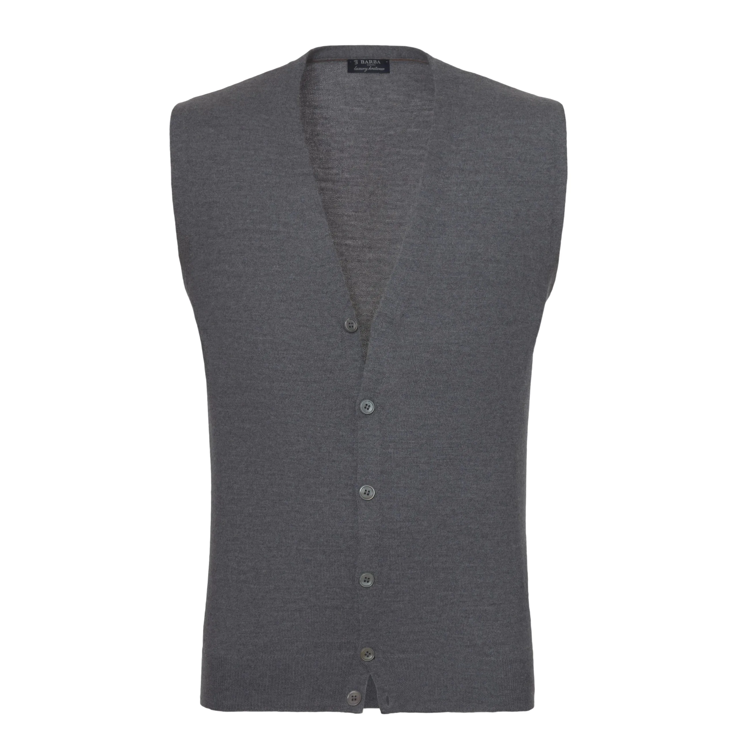 Virgin Wool Gilet in Grey Melange